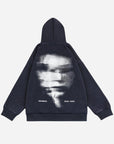 Zipper Hoodie With Face Print